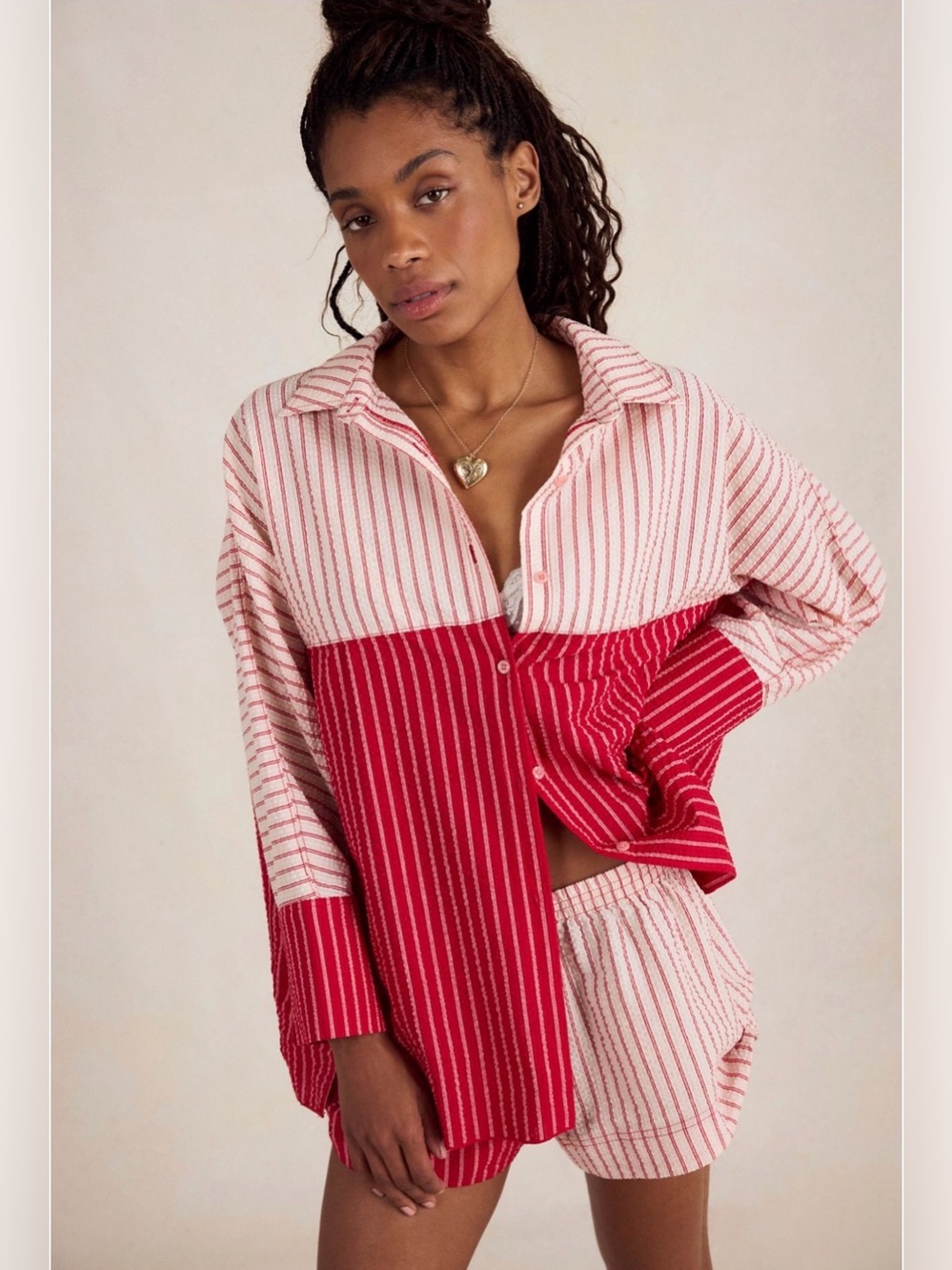NWT Intimately FP Room Service Shirt - Red Combo - Size XS